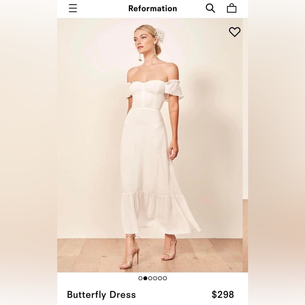 Reformation White Off-Shoulder Sundress for Weddings